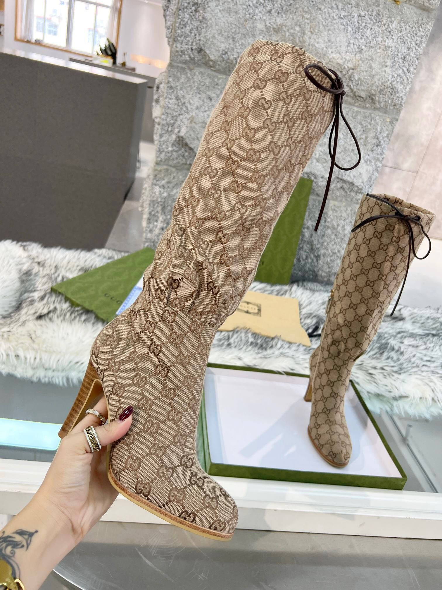 HOT SALE GUCCI GG HIGH BOOTS