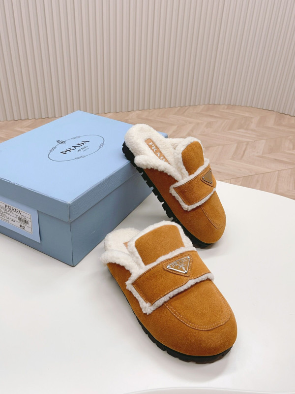 HOT SALE PRADA SHEARLING SLIPPERS