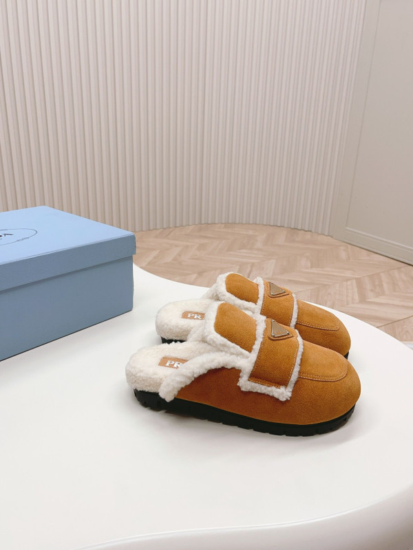 HOT SALE PRADA SHEARLING SLIPPERS