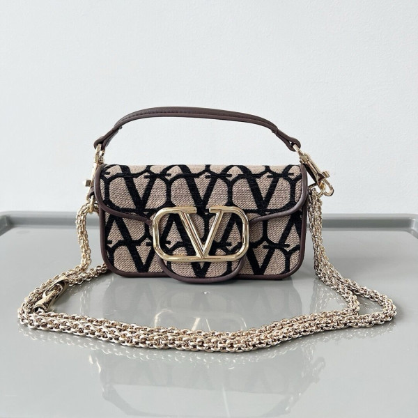 HOT SALE VALENTINO SMALL LOCÒ TOILE ICONOGRAPHE SHOULDER BAG