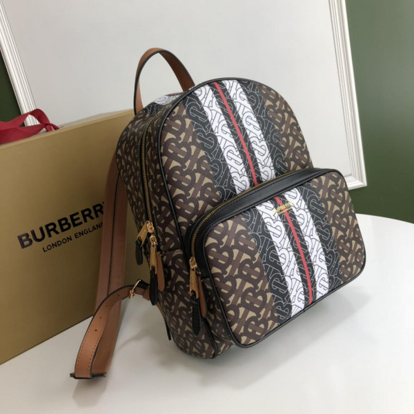 HOT SALE BURBERRY TMONOGRAM STRIPE PRINT E-CANVAS BACKPACK