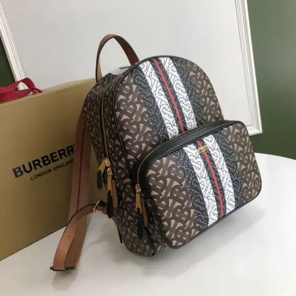 BURBERRY TMONOGRAM STRIPE PRINT E-CANVAS BACKPACK