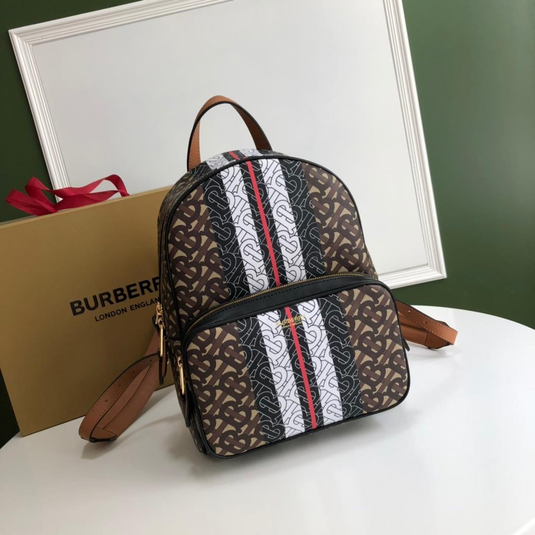 HOT SALE BURBERRY TMONOGRAM STRIPE PRINT E-CANVAS BACKPACK