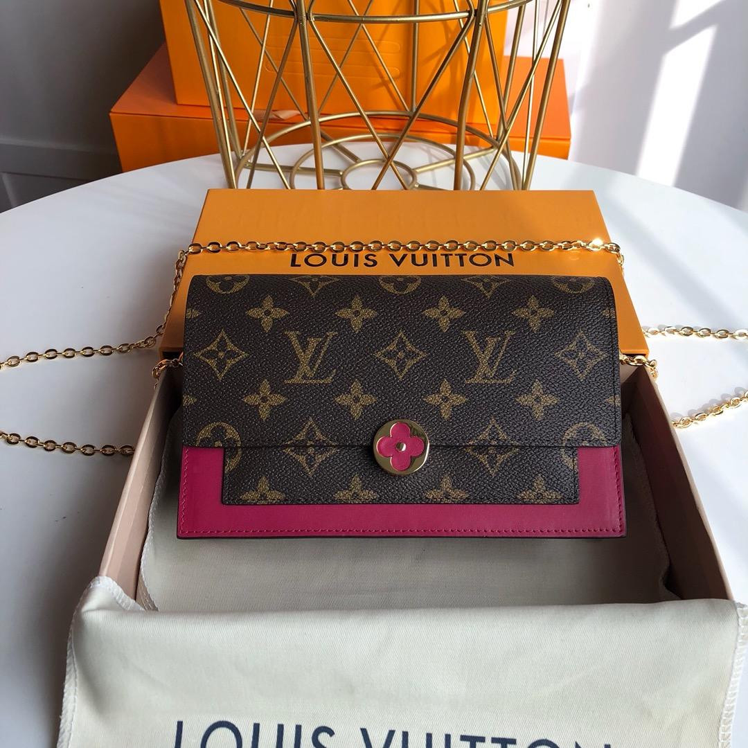 HOT SALE LOUIS VUITTON FLORE CHAIN WALLET