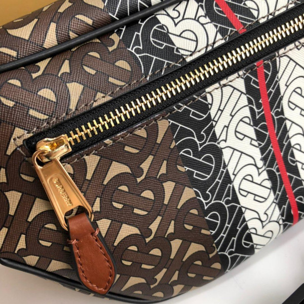 HOT SALE BURBERRY TMONOGRAM STRIPE PRINT E-CANVAS BUM BAG