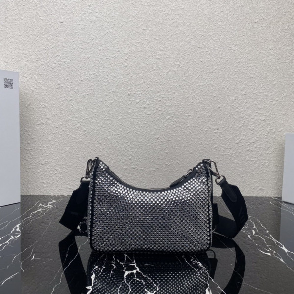 HOT SALE Prada Re-Edition 2005 satin bag with crystals