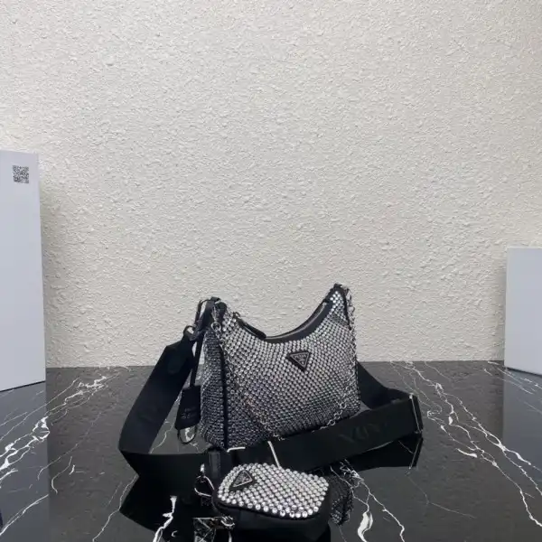 Prada Re-Edition 2005 satin bag with crystals