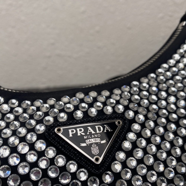 HOT SALE Prada Re-Edition 2005 satin bag with crystals