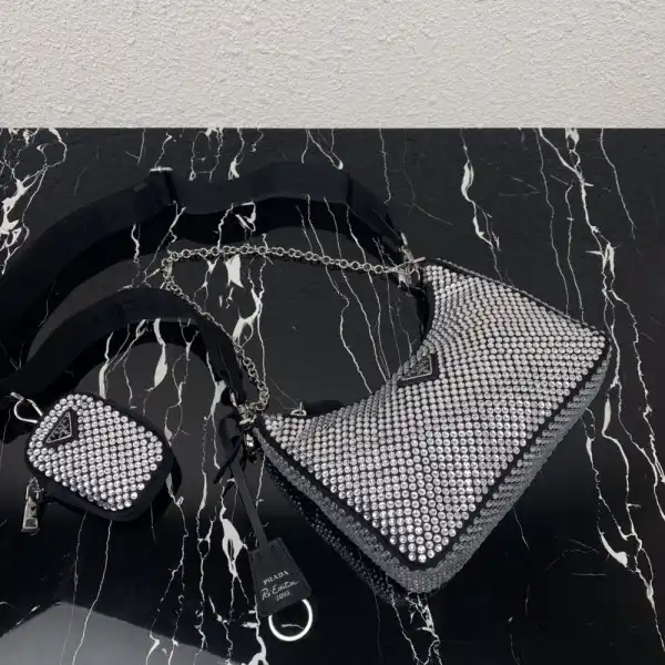 Prada Re-Edition 2005 satin bag with crystals