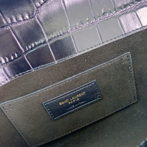 HOT SALE YSL MANHATTAN CLUTCH IN CROCODILE-EMBOSSED LEATHER