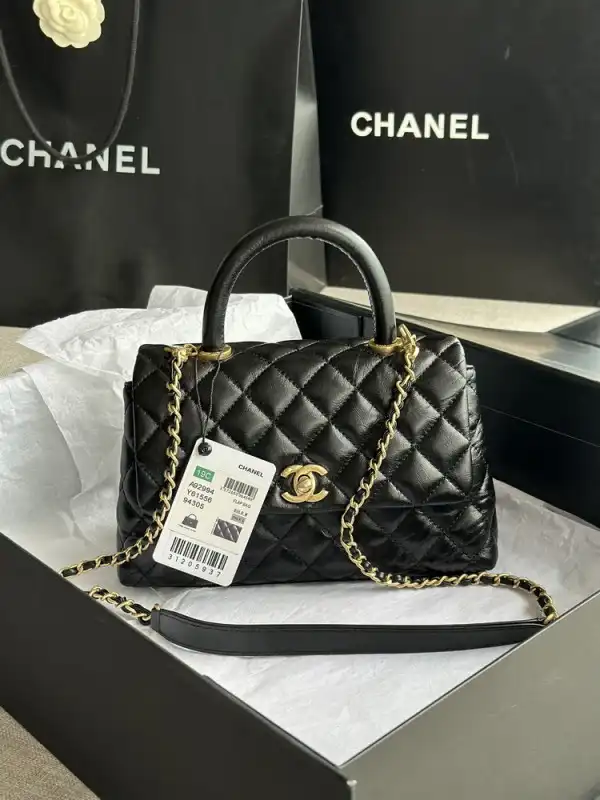 CHANEL FLAP BAG WITH TOP HANDLE