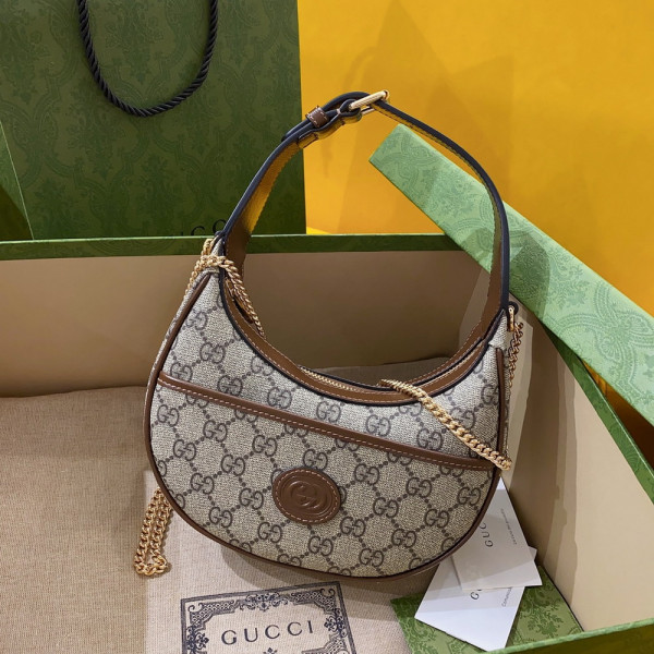 HOT SALE Gucci Half-moon-shaped mini bag with Interlocking G