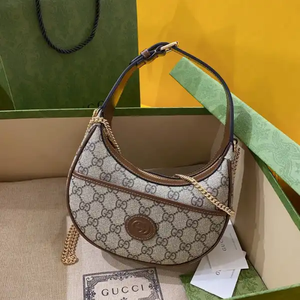 Cheap Gucci Half-moon-shaped mini bag with Interlocking G