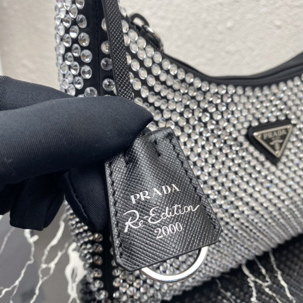 HOT SALE PRADA Satin mini-bag with artificial crystals