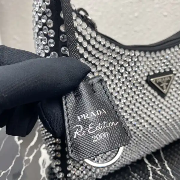 PRADA Satin mini-bag with artificial crystals