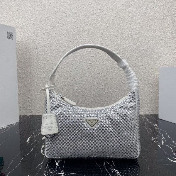 HOT SALE PRADA Satin mini-bag with artificial crystals