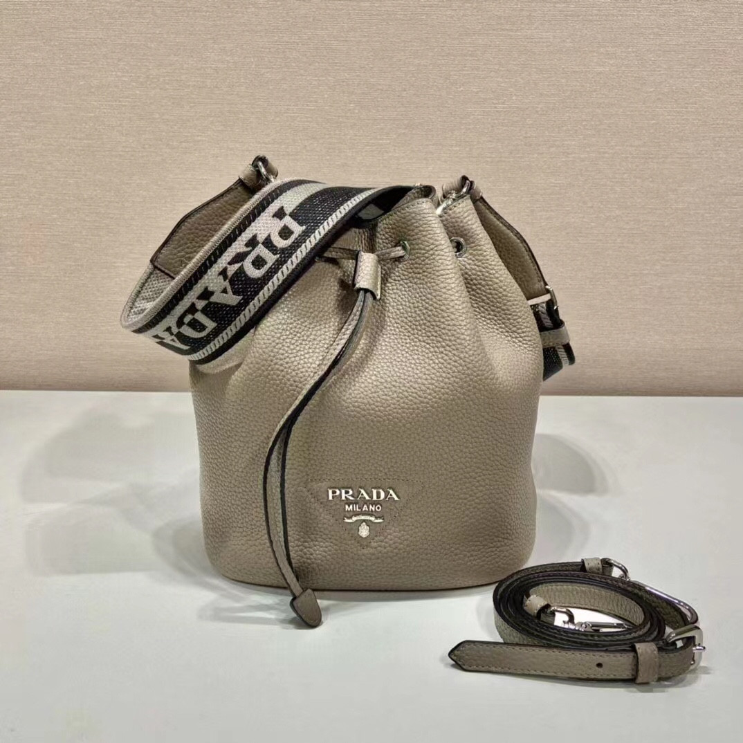 HOT SALE PRADA  Leather Bucket Bag