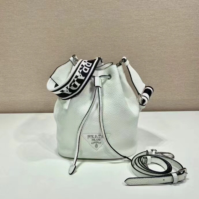 HOT SALE PRADA  Leather Bucket Bag