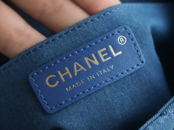 CHANEL Denim Quilted Mini Pearl Crush Flap Blue