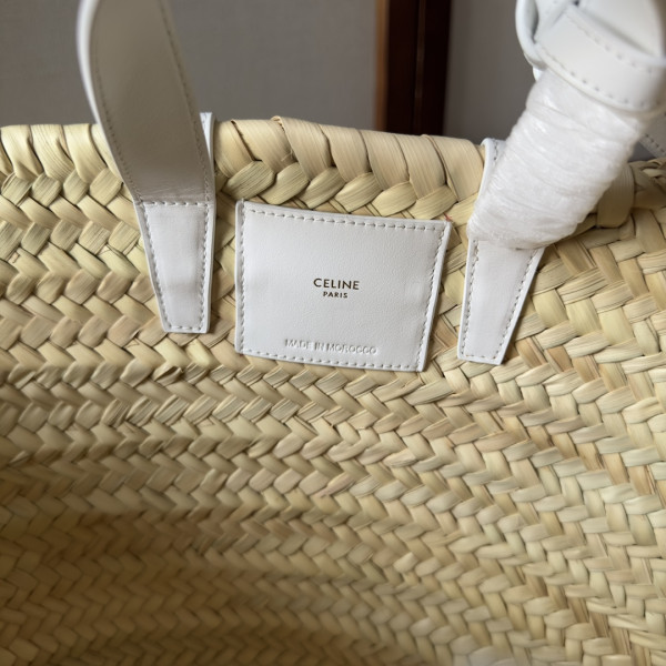 [FREE SHIPPING] CELIN* TRIOMPHE CELIN* CLASSIC PANIER IN PALM LEAVES AND CALFSKIN