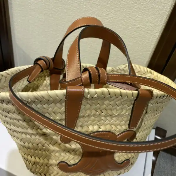 CELIN* TRIOMPHE CELIN* CHANELASSIC PANIER IN PALM LEAVES AND CALFSKIN