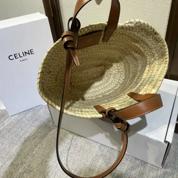 CELIN* TRIOMPHE CELIN* CHANELASSIC PANIER IN PALM LEAVES AND CALFSKIN