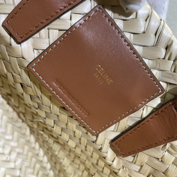 HOT SALE CELIN* TRIOMPHE CELIN* CLASSIC PANIER IN PALM LEAVES AND CALFSKIN