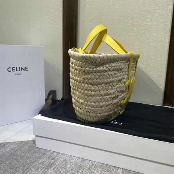 CELIN* TRIOMPHE CELIN* CHANELASSIC PANIER IN PALM LEAVES AND CALFSKIN