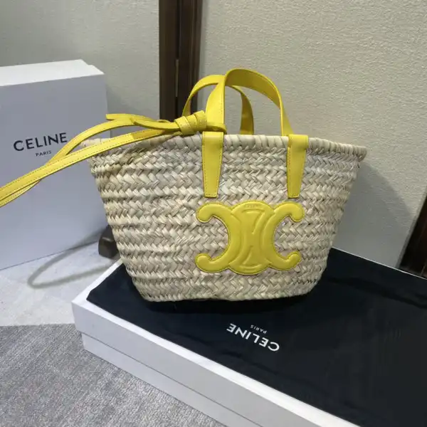 CELIN* TRIOMPHE CELIN* CHANELASSIC PANIER IN PALM LEAVES AND CALFSKIN