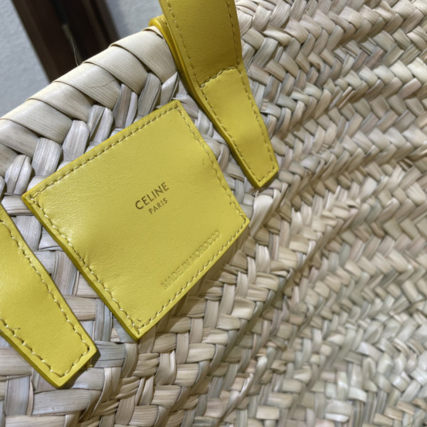 HOT SALE CELIN* TRIOMPHE CELIN* CLASSIC PANIER IN PALM LEAVES AND CALFSKIN