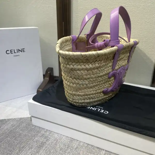 Yupoo bagsoffer CELIN* TRIOMPHE CELIN* CLASSIC PANIER IN PALM LEAVES AND CALFSKIN