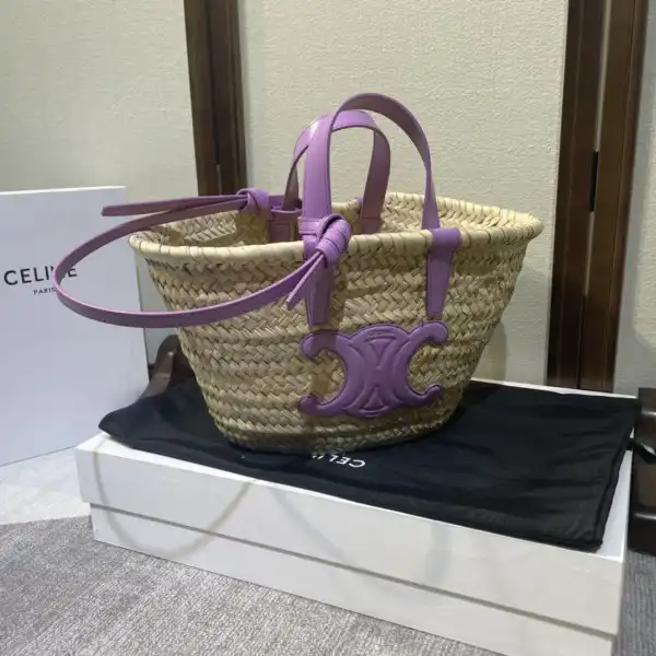 Yupoo bagsoffer CELIN* TRIOMPHE CELIN* CLASSIC PANIER IN PALM LEAVES AND CALFSKIN