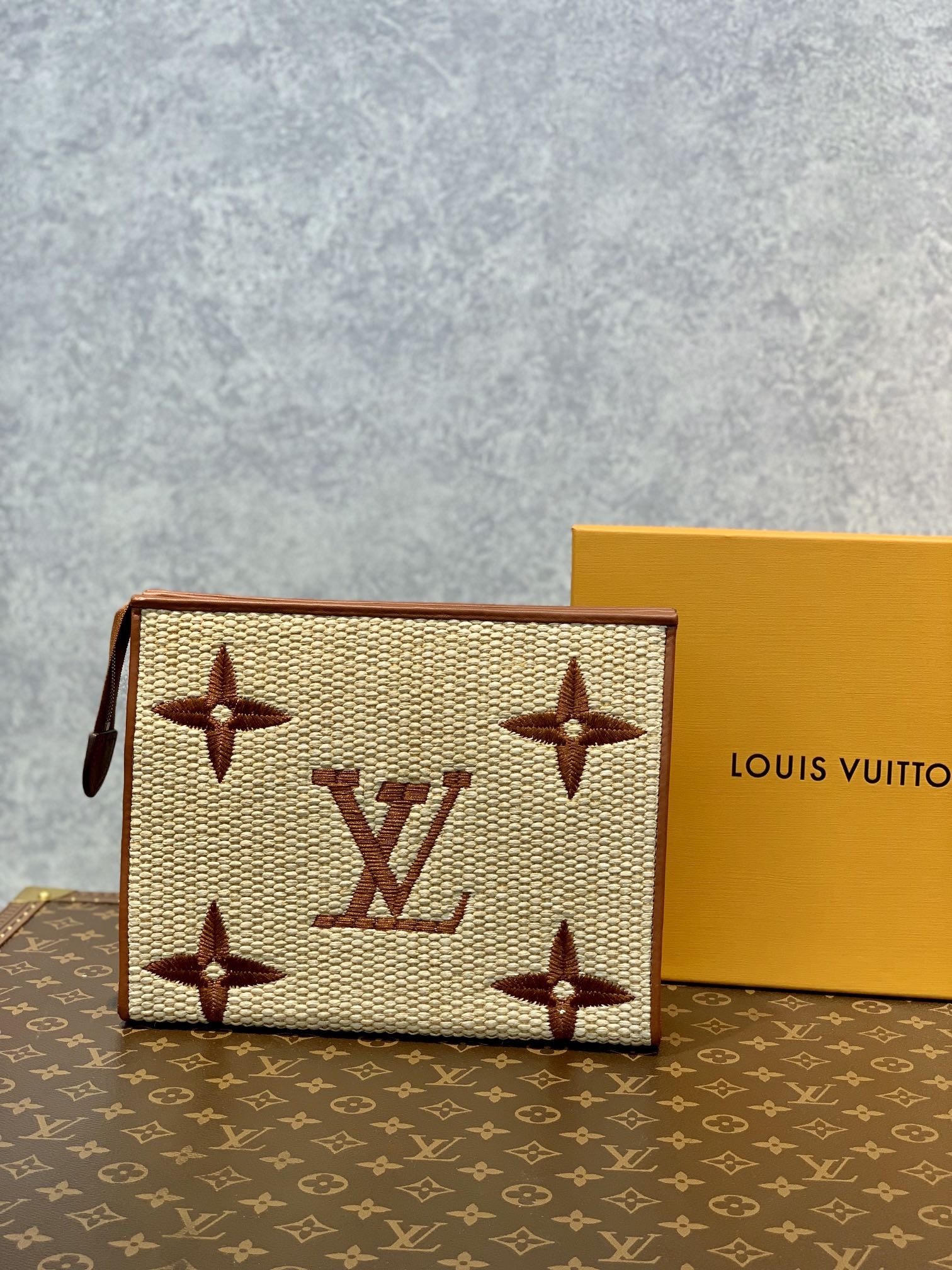 HOT SALE LOUIS VUITTON Monogram Raffia Toiletry Pouch