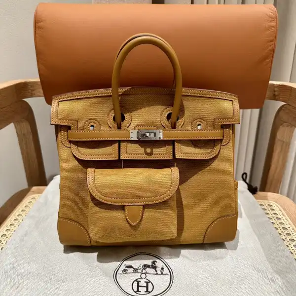 HERMES Cargo Birkin Bag Canvas and Swift 25