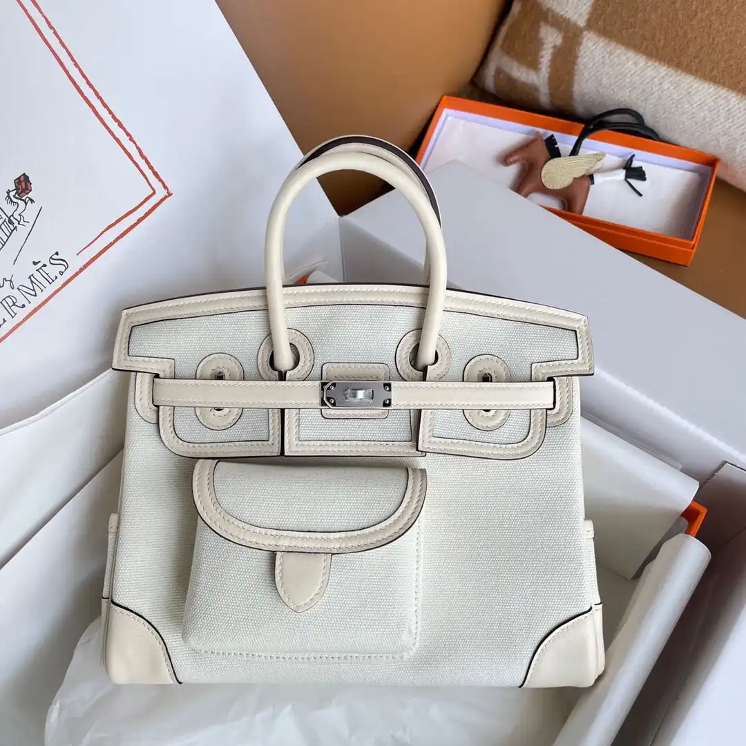 HERMES Cargo Birkin Bag Canvas and Swift 25