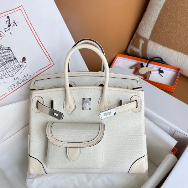 HOT SALE HERMES Cargo Birkin Bag Canvas and Swift 25