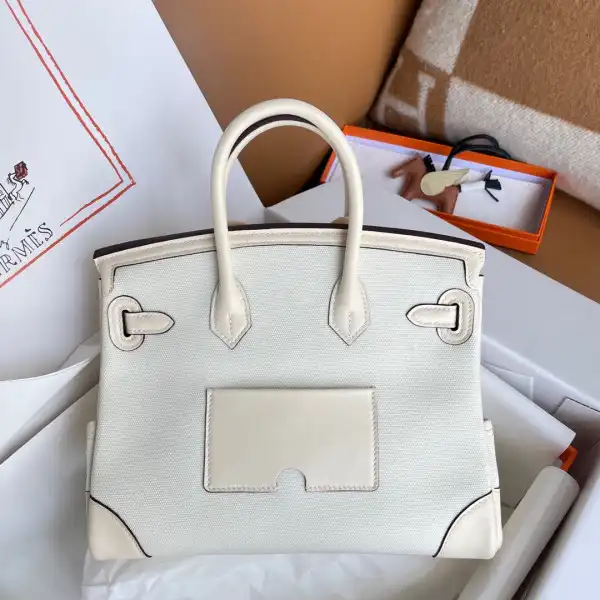 HERMES Cargo Birkin Bag Canvas and Swift 25