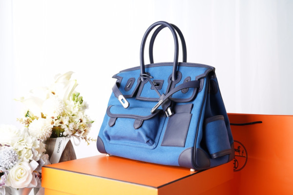 HOT SALE HERMES Cargo Birkin Bag Canvas and Swift 35