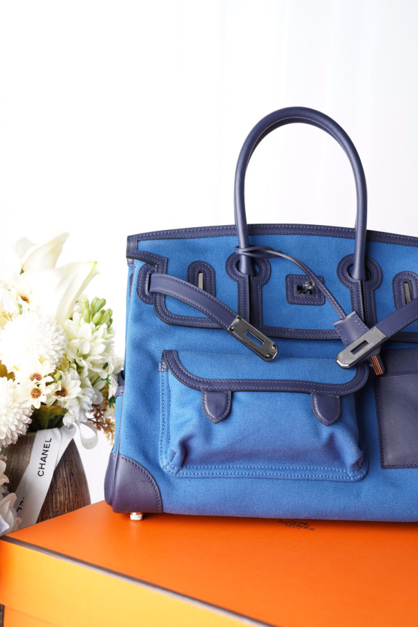 HOT SALE HERMES Cargo Birkin Bag Canvas and Swift 35