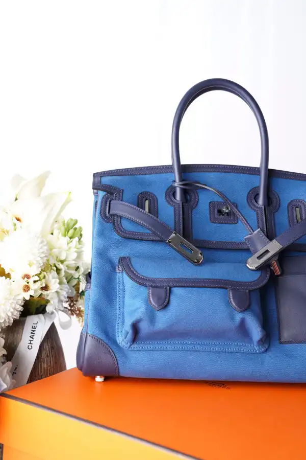 HERMES Cargo Birkin Bag Canvas and Swift 35