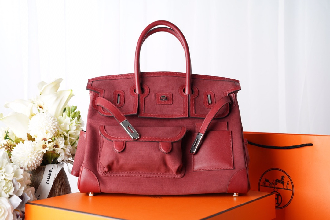 HOT SALE HERMES Cargo Birkin Bag Canvas and Swift 35