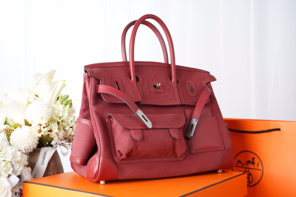 HOT SALE HERMES Cargo Birkin Bag Canvas and Swift 35