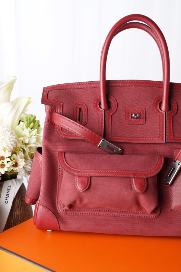 HOT SALE HERMES Cargo Birkin Bag Canvas and Swift 35