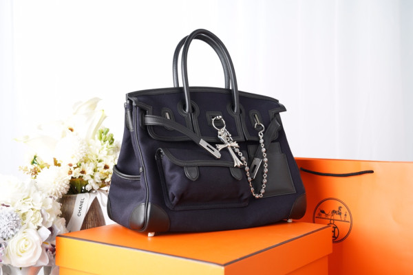 [FREE SHIPPING] HERMES Cargo Birkin Bag Canvas and Swift 35