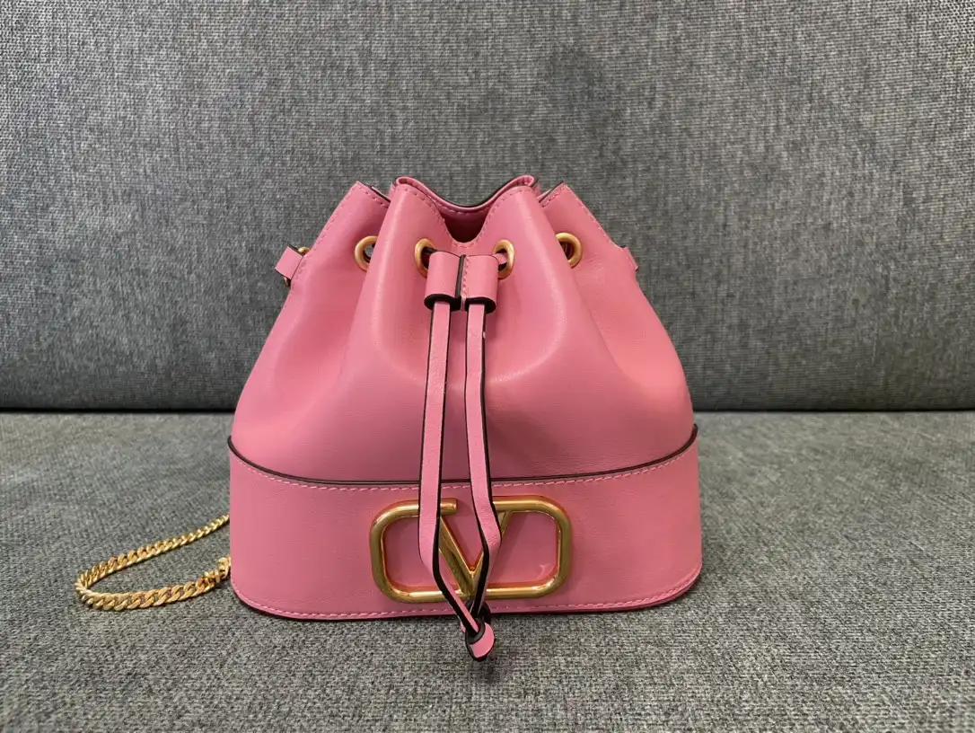 VALENTINO MINI BUCKET BAG IN NAPPA WITH VLOGO SIGNATURE CHAIN