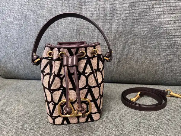 VALENTINO VLOGO Iconographe Mini Canvas Bucket Bag