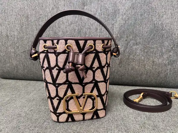 VALENTINO VLOGO Iconographe Mini Canvas Bucket Bag