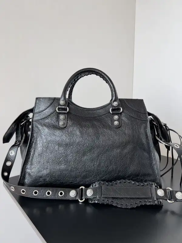 BALENCIAGA WOMEN'S NEO CAGOLE CITY HANDBAG WITH RHINESTONES