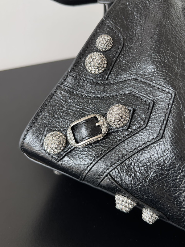 HOT SALE BALENCIAGA WOMEN'S NEO CAGOLE CITY HANDBAG WITH RHINESTONES