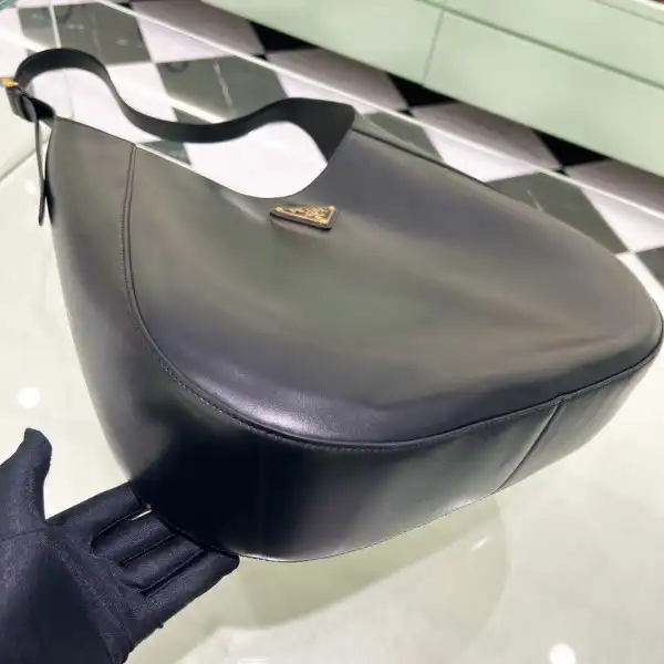 PRADA Large leather shoulder bag with topstitching